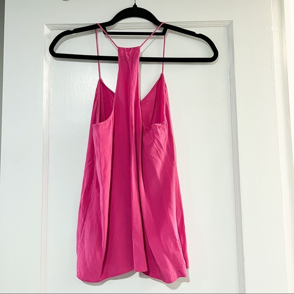 SOLD: TIBI Racerback Tank Top Spaghetti Strap Hot Pink 100% Silk Size 0 - Picture 2 of 6